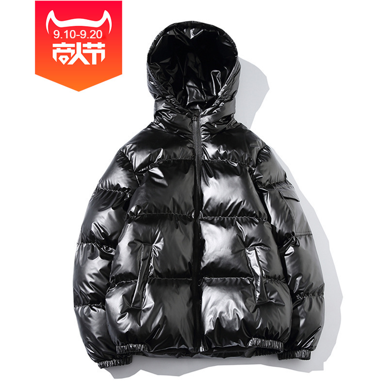 2022 invierno brillante abrigo de algodón acolchado para hombres y adolescentes corto más tamaño abrigo de pan con capucha moda suelta Chaqueta de algodón acolchado brillante para hombres