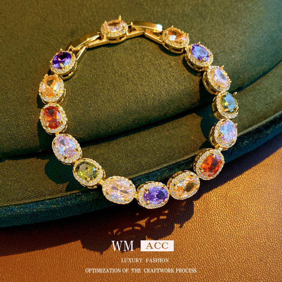 Medieval vintage piedra de silicio pulsera de hebilla ovalada pulsera de lujo ligera pulsera estilo retro joyería