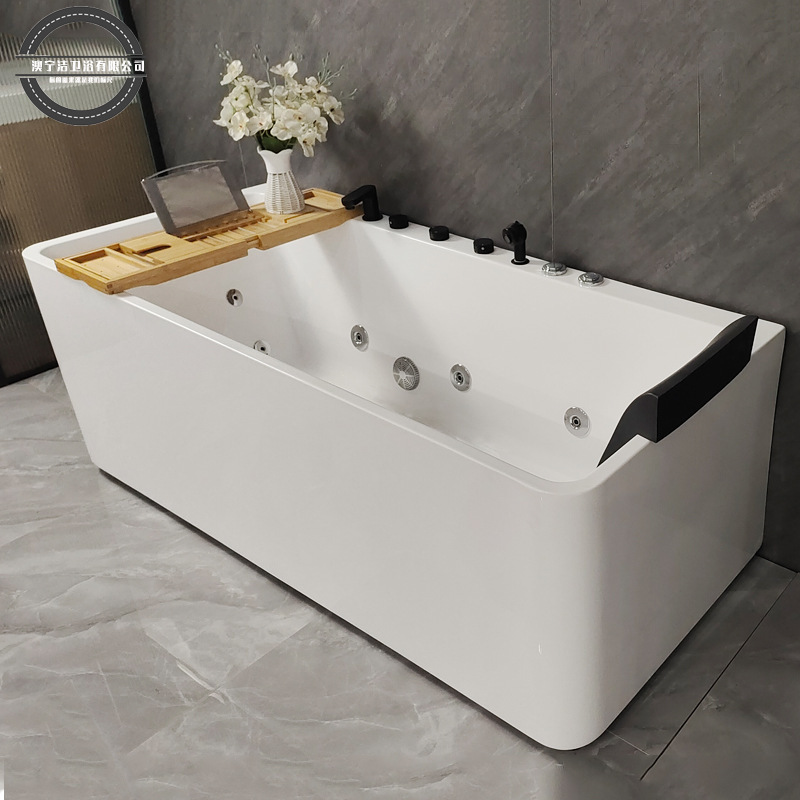 Aoneng Square Surfing Massage Bathtub Acrylic Bathtub Small Household Freestanding Bathtub with Constant Temperature Control Panel Aoneng Square Surfing Massage Bathtub Acrylic Bathtub Small Household Freestanding Bathtub with Constant Temperature Control Panel