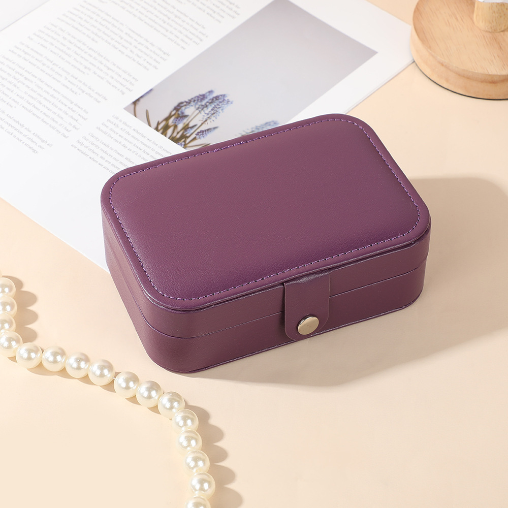 Caja de almacenamiento de joyas de suministro directo transfronterizo caja de almacenamiento de pendientes portátiles de doble capa collar de anillo de pendientes de pendientes de varias capas caja de joyas domésticas image 18