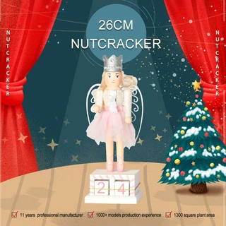 26CM万年历圣诞降临历木制胡桃夹子仙女节日装饰倒数日历摆件摆台