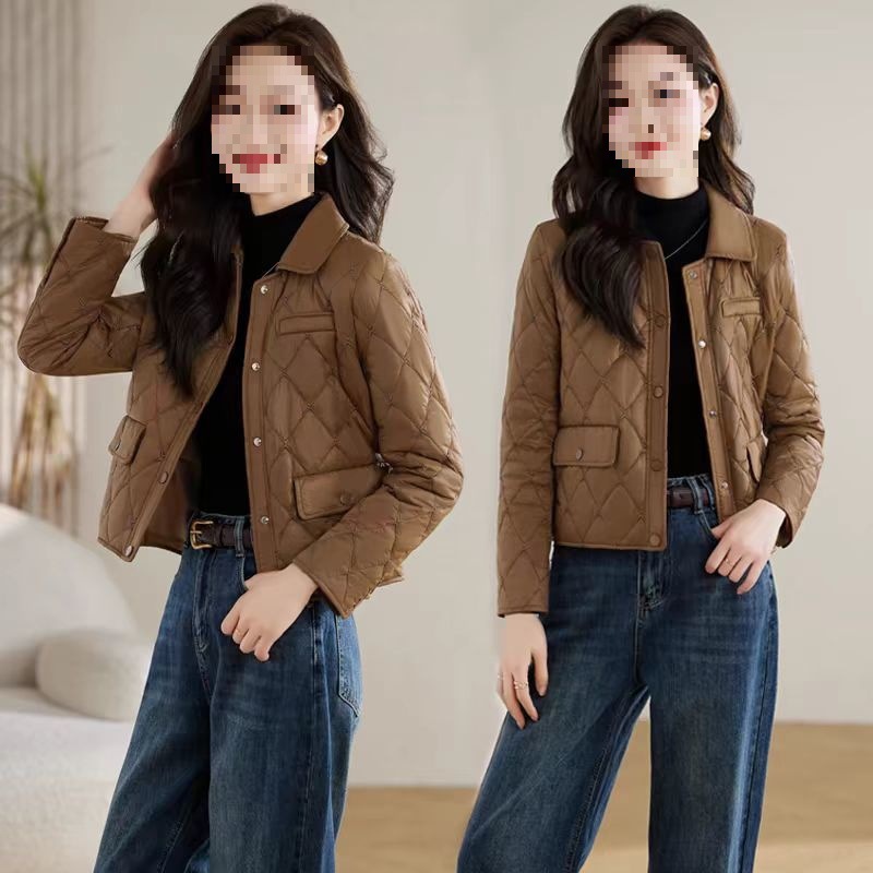 小香风短款棉服女新款秋冬季菱格棉袄小个子外套棉衣轻薄小棉袄