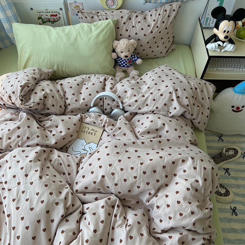 Clase A ropa de cama desnuda para dormir cuatro piezas de algodón lavado con agua sábanas de aire cubierta de cama de grado madre y bebé dormitorio de tres piezas