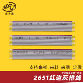 厂家供应 1.27mm间距 28awg2651 红边灰排线 PVC材质2651排线