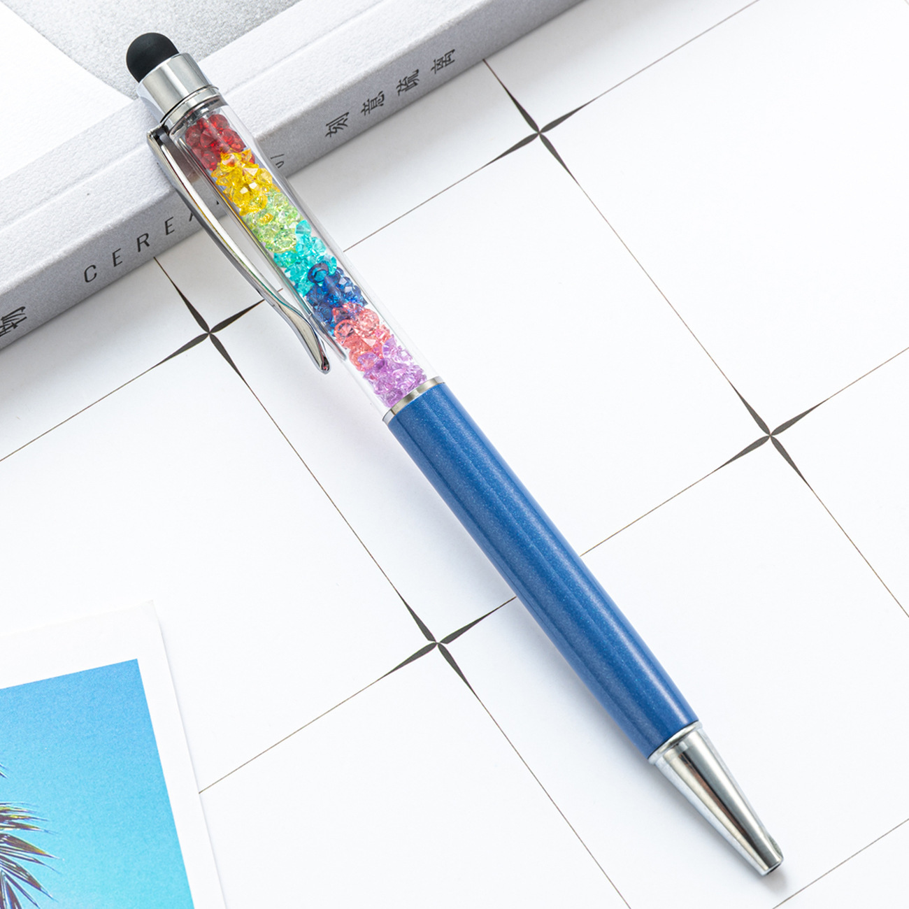 Corea del Sur creativo nuevo arco iris negro lápiz táctil lápiz táctil con pantalla de capacitancia para teléfonos móviles escritos a mano en stock