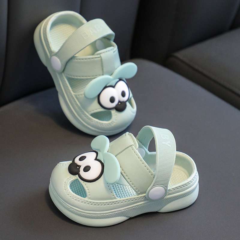 Cute Cartoon Kidsren's Slippers Summer Indoor Non-Slip Soft Bottom Baby Hole Toe Baby Girl's Sandals Walking Shoes