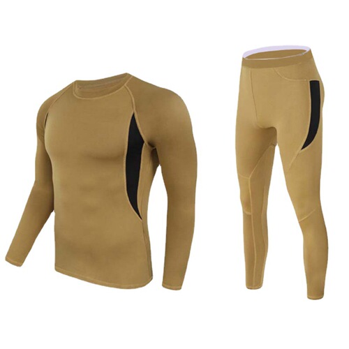 Cross-border outdoor tactical training elastic fitness clothing long-sleeved men's running sports cycling quick-drying thermal underwear set