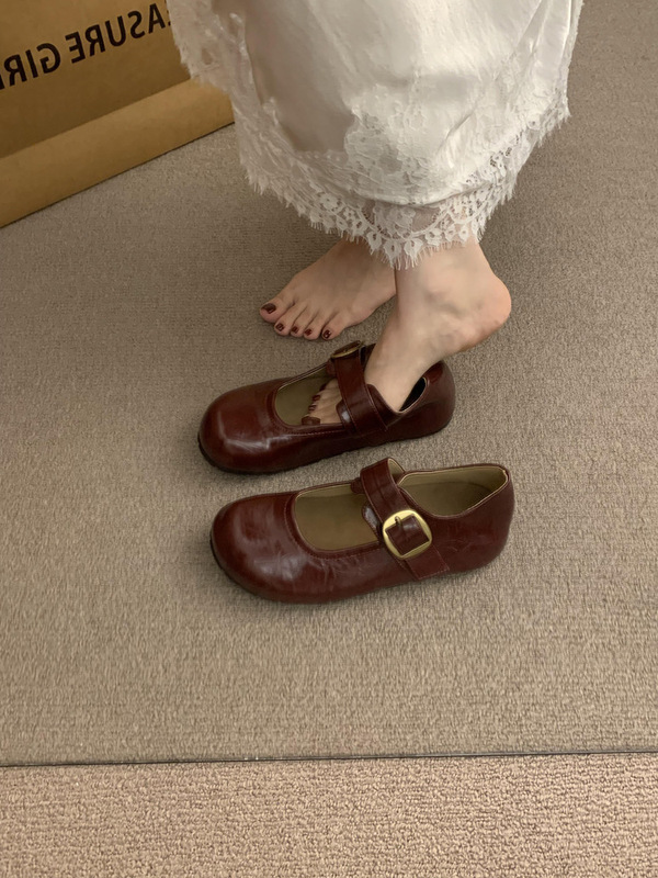 复古内增高玛丽珍鞋女2025春秋季新款圆头小红鞋勃肯单鞋休闲皮鞋|undefined