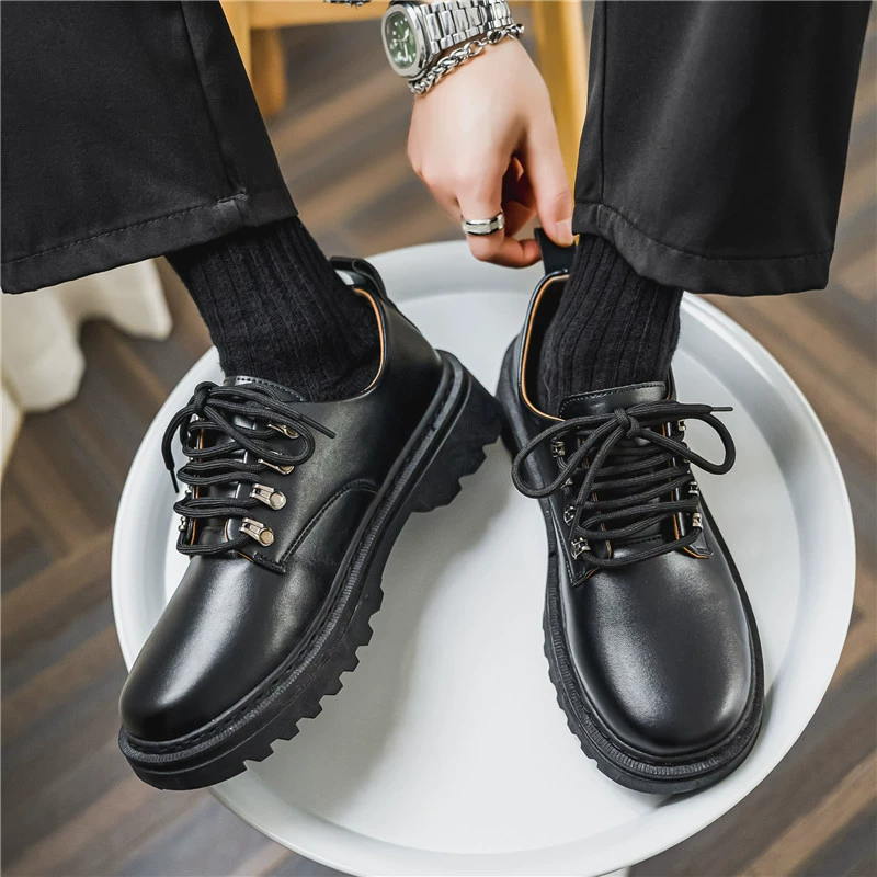 Martens, полуботинки для отдыха из кожи, осень, тренд сезона, корейский стиль