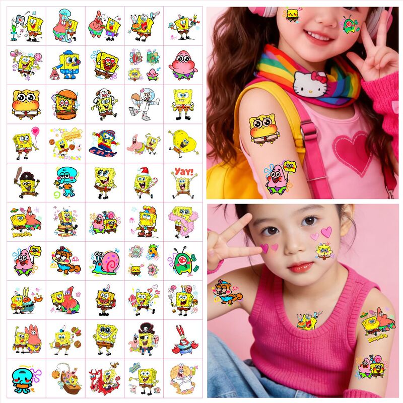 50 Original Cross-Border Wholesale Spongebob Tattoo Stickers for Kids' Parties, Fun and Quirky, Waterproof 50 Original Cross-Border Wholesale Spongebob Tattoo Stickers for Kids' Parties, Fun and Quirky, Waterproof
