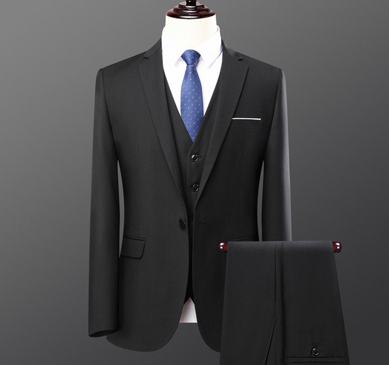 Bộ vest nam hai mảnh dáng ôm, áo vest cổ bẻ phẳng một hàng cúc, lễ phục cưới và đi làm — Bộ áo và quần một cúc màu xanh navy, Bộ đồ hai cúc màu xanh tím than (áo + quần), Bộ đồ hai cúc màu xám (áo + quần), Bộ đồ màu xám một cúc (áo + quần) chi tiết 9