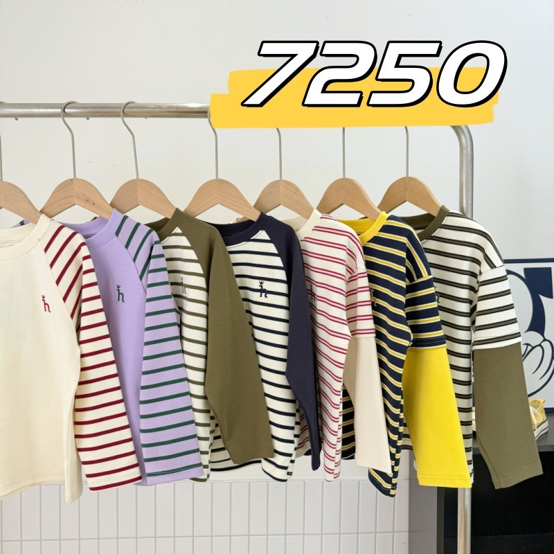 7250 秋季新款 秋款儿童条纹打底衫  儿童长袖打底衫 一件代发|undefined