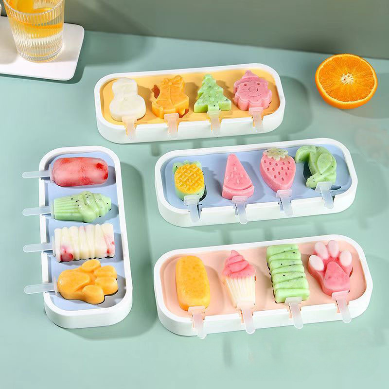 アイスクリーム型 食品グレードシリコン 子供用アイスキャンディー 自家製アイスキャンディー アイスクリーム チーズ型 簡単に取り外せる製氷皿|undefined