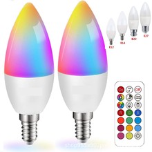 5WRGBW塑包铝蜡烛灯 遥控led蜡烛灯 RGB+W蜡烛灯 调光球泡灯C35