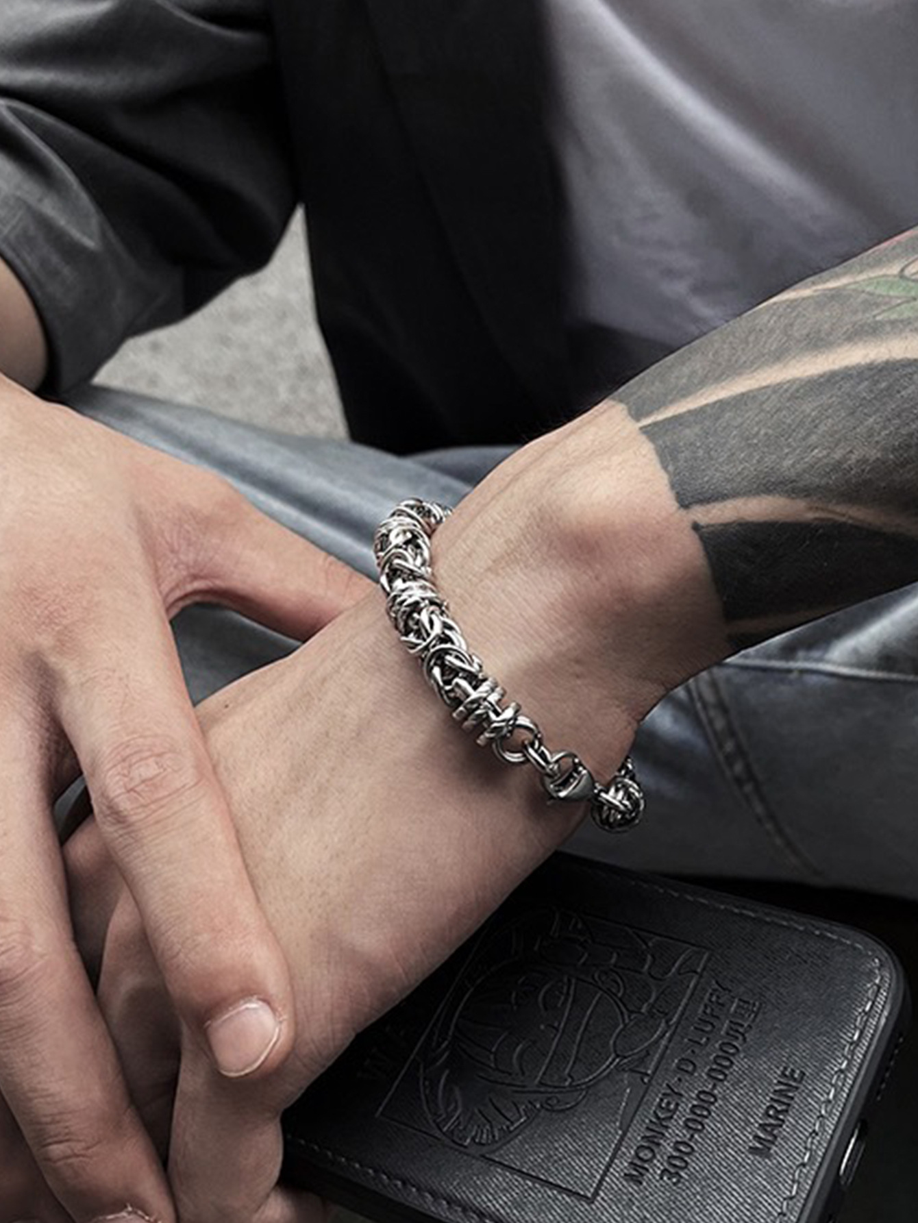 Bracciale a catena vintage da uomo in acciaio inossidabile_voghion.com