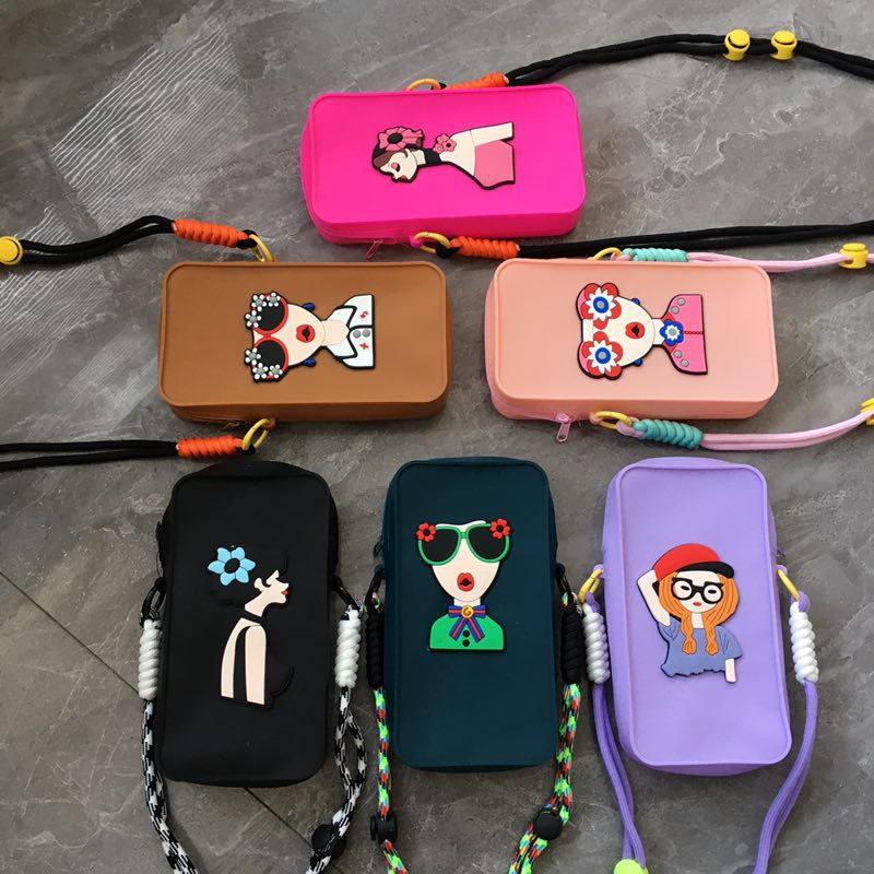 Silikon-Handytasche, Cartoon-Umhängetasche, tragbare Geldbörse, niedliche Mini-Schultertasche für Schülerinnen, Stress-Relief-Bubble-Tasche