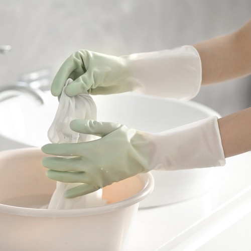 透白双色手套洗碗手套女厨房仙女乳胶洗衣服防水塑胶胶皮家务刷碗