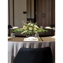 酒店大圆餐桌转盘中间装饰餐桌花摆花桌花摆件宴会花艺会议花