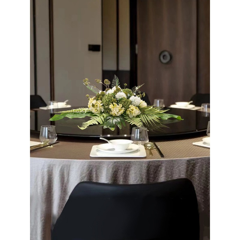 酒店大圆餐桌转盘中间装饰餐桌花摆花桌花摆件宴会花艺会议花