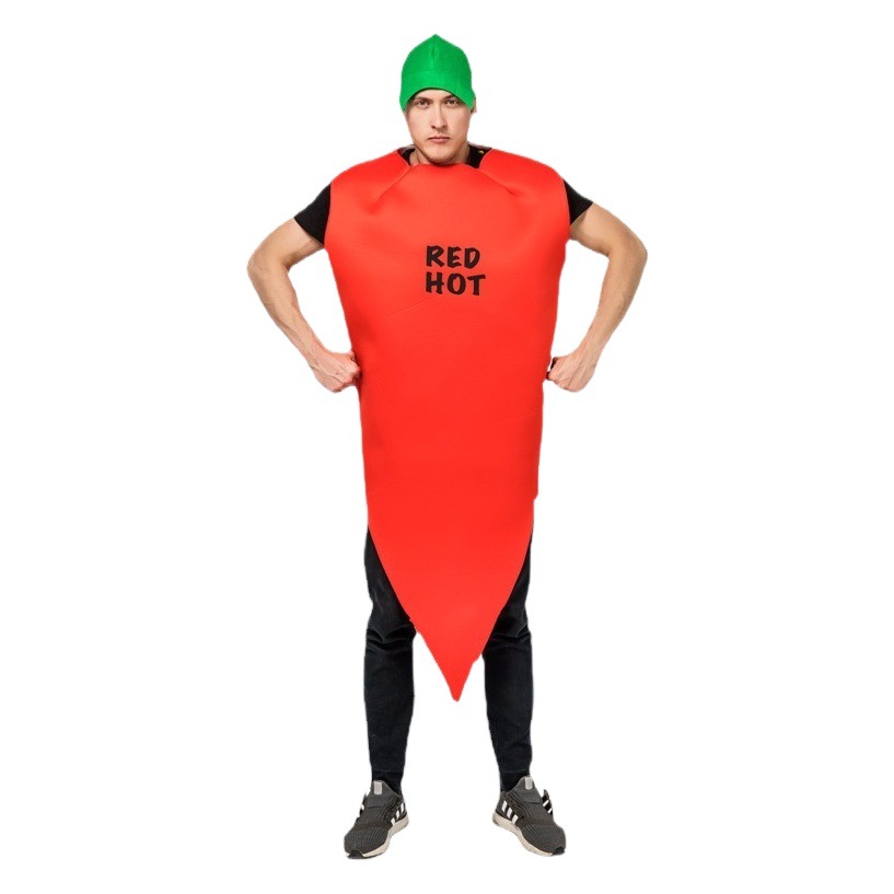 Halloween traje de la pareja de pimiento rojo mono con sombrero parodia etapa papel partido ropa