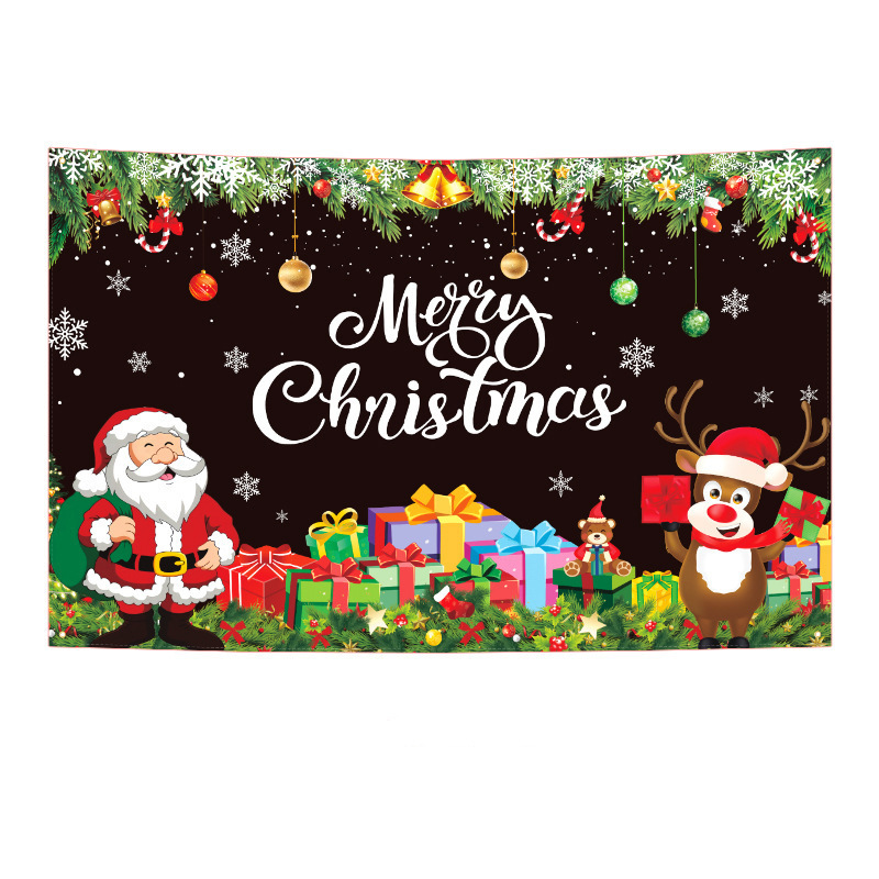 Amazonクロスボーダー新しいクリスマスカプレットドアカーテンお祭り雰囲気アレンジメントクリスマスフラッグ背景布バナー|undefined