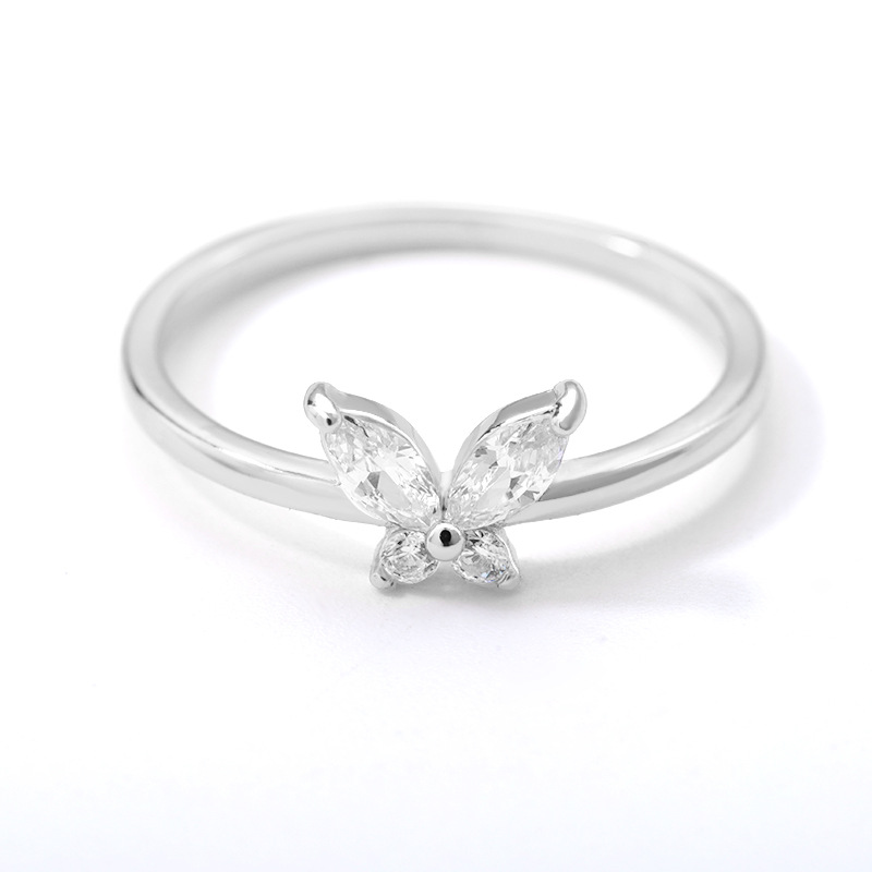 New Gold-plated Butterfly Zircon Ring display picture 7