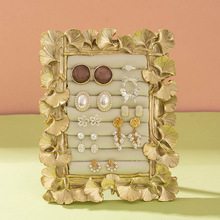 亚马逊热销树脂相框银杏叶珠宝饰品展示架耳钉戒指盘陈列橱窗摆件