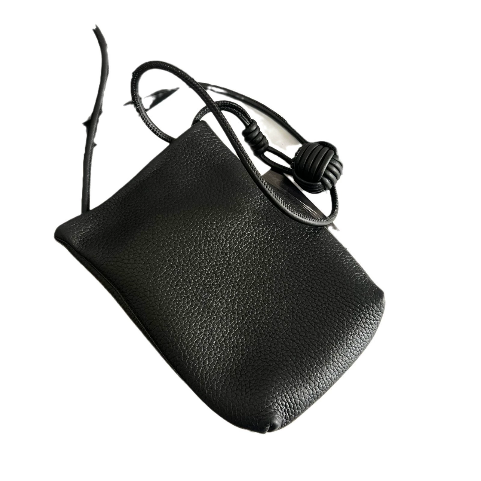 Leather small capacious one-shoulder bag, genuine leather, cowhide, Korean style