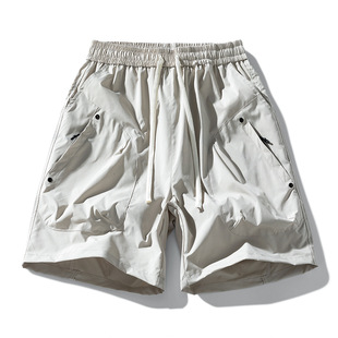 2025 Cross-Border Summer New American Style Men's and Women's Retro Solid Color Five-Point Pants Casual Breathable Loose Draped Shorts