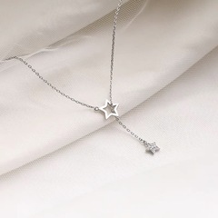 S925純銀星毛衣チェーンペンダント女性気質小衆シンプルネックレス新型軽豪華高級感鎖骨チェーン