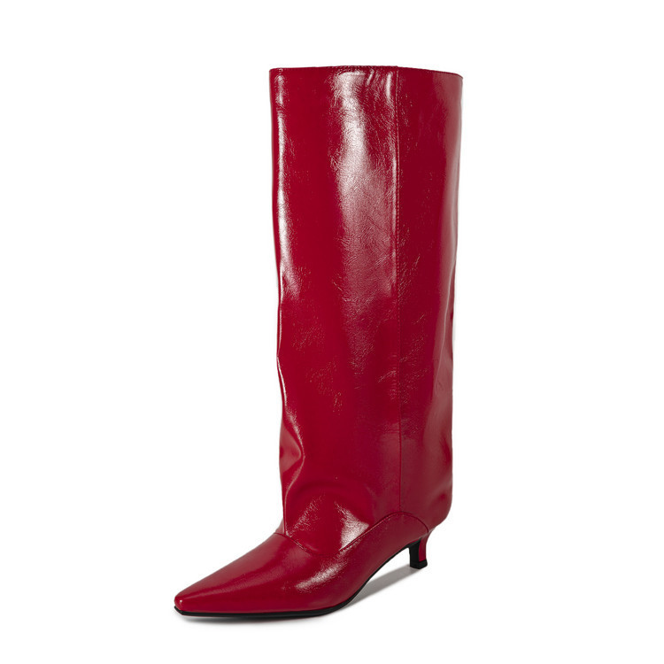 European and American Style Kitten Heel Boots with Extra Wide Shaft Design and Knee-High Shaft European and American Style Kitten Heel Boots with Extra Wide Shaft Design and Knee-High Shaft