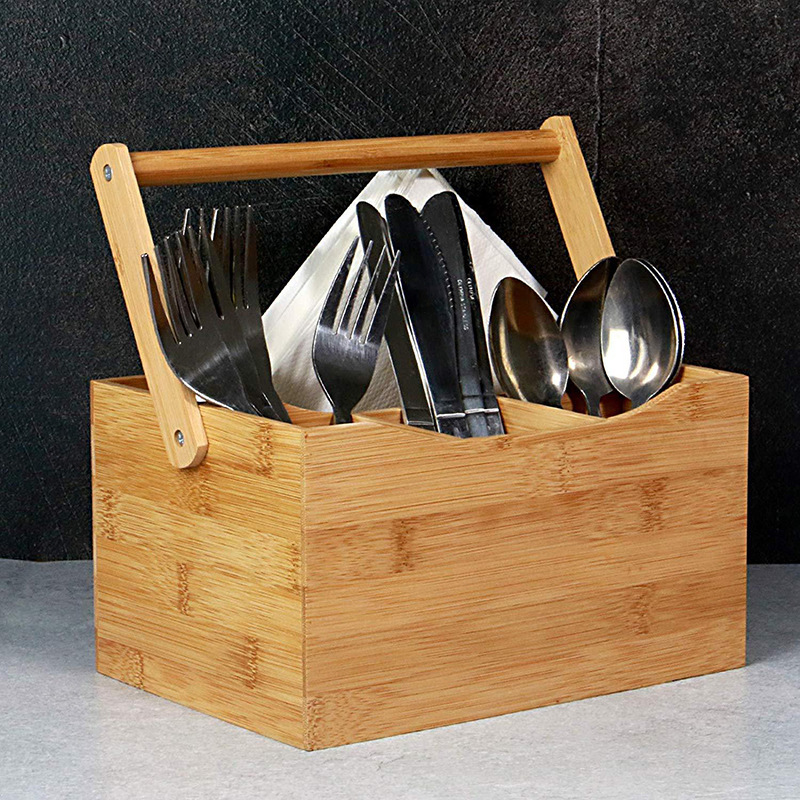 Caja organizadora de cubiertos de bambú, para cajón de cocina – Mayorista de Yiwu