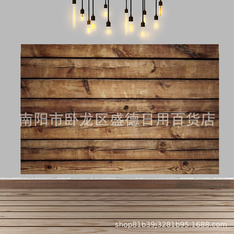 Cross-Border old-fashioned worn brown wooden wall photo banner Western birthday wedding party props photography background cloth