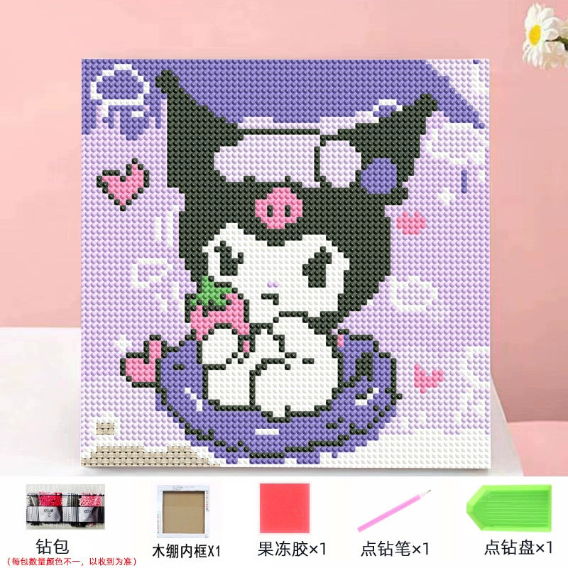 Набор алмазной мозаики DIY Kuromi и мультфильмы 20×20 см, рамка-наклейка, детское творчество