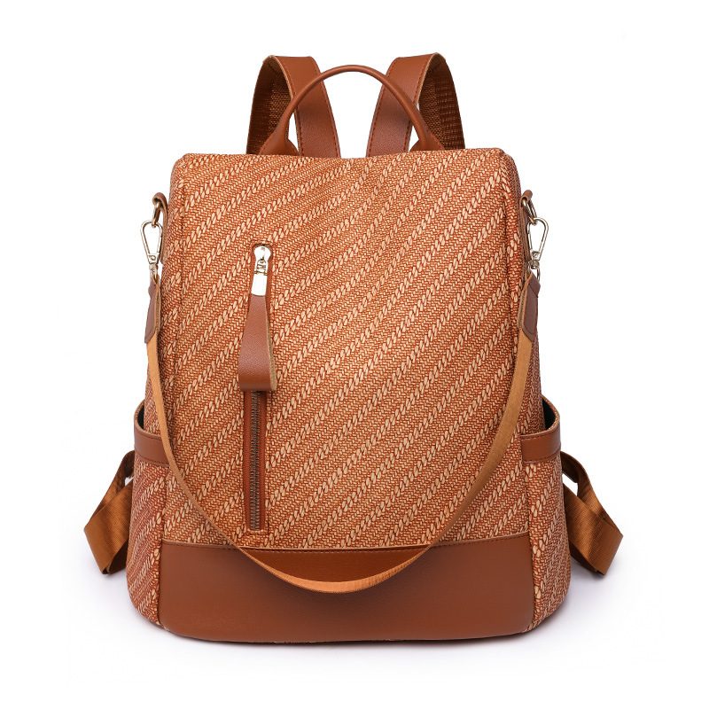 2023 nueva mochila antirrobo de cuero suave para mujer casual, mochila de viaje ligera al aire libre de todo fósforo de moda, bolso de doble uso