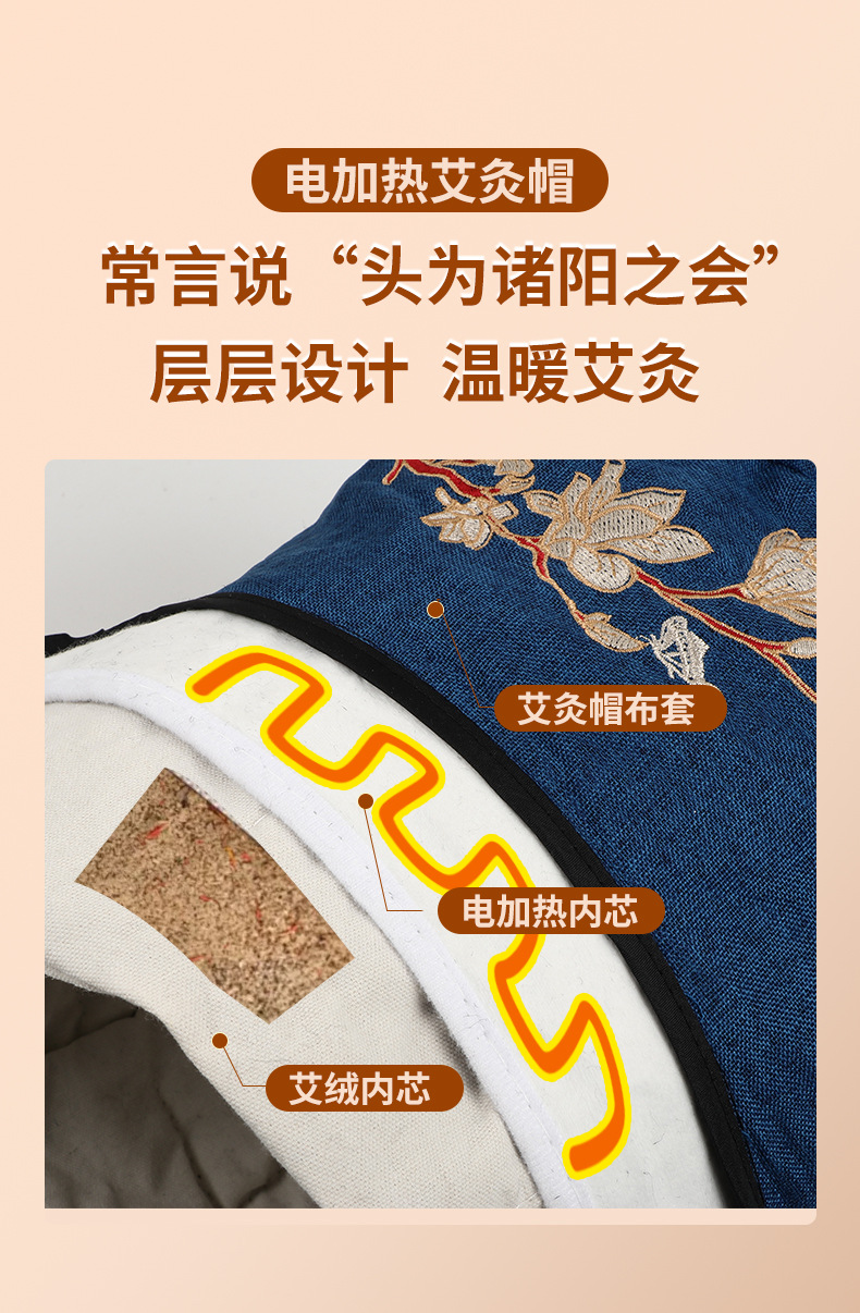 Electric Heating Moxibustion Cap Ai Jiu Mao Warm Head Therapy Hat for Home Use Autumn Winter Postpartum Care Purple key features