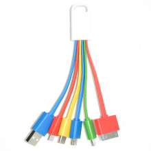 一拖六钥匙扣数据线彩色面条充电线type-c六合一电源线礼品定制