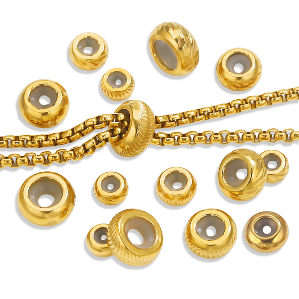 Acero inoxidable ajustable de silicona mano collar de cuentas sueltas joyas de pulsera de oro DIY color retainer joyas al por mayor