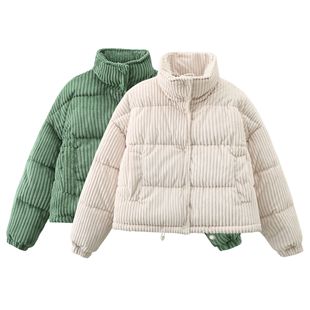 2024 Autumn New Products European and American Cross-Border Women's Clothing Street Fashion Corduroy Bread Outwear Cotton Outwear W034 23129
