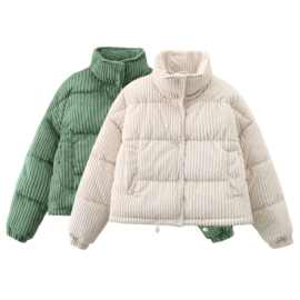2024秋新品欧美跨境女装街头时尚灯芯绒面包服棉衣外套w034 23129