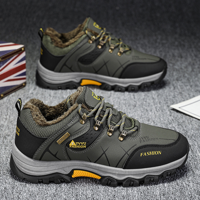 2025 fleece-lined thermal work shoes non-slip wear-resistant construction site work shoes outdoor tourist mountaineering all-match casual fashion shoes