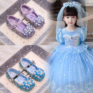 Girls' Rhinestone Princess Shoes 2025 Spring and Autumn New Girls' Small Leather Shoes 3-10 Years Old Stage Catwalk Performance Style Shoes