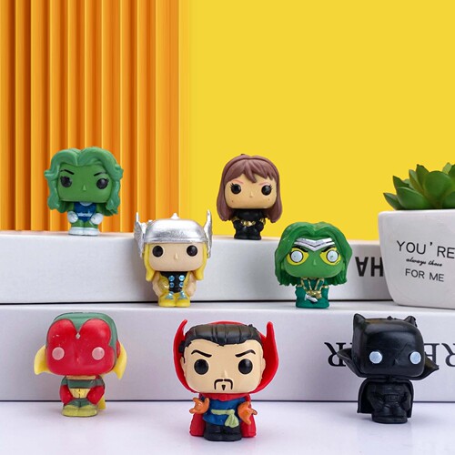 24 Avengers 4 Gacha Doll Figures, Spider-Man and Captain America Cake Scene Decorations