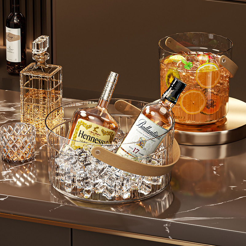 ins transparent desktop storage bucket multi-functional storage box creative portable basket ice bucket fruit basket pet fruit plate