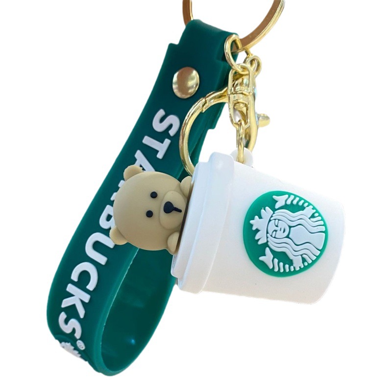 Transfronterizo de dibujos animados Starbucks leche taza de té llavero muñeca coche bolsa llavero colgante bebé captura de la máquina regalo al por mayor