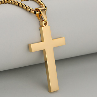 Cross-Border European and American Amazon New Style Personalized Versatile Hip-Hop Fashion Stainless Steel Simple Cross Pendant
