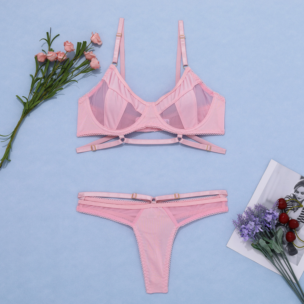 Mesh comfortable push-up wired two-piece set LS1666