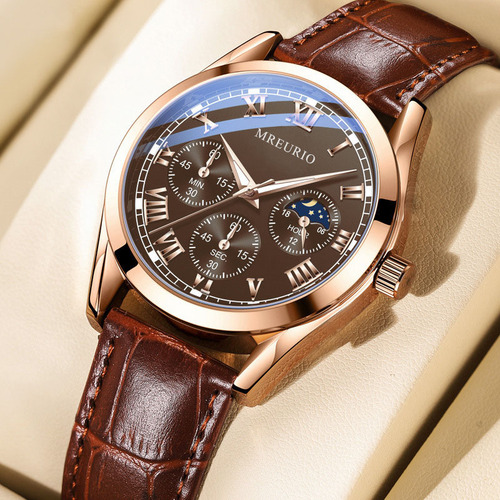 Foreign trade live broadcast hot selling Internet celebrity three eyes and six needles fashion men's watch men's watch belt manufacturer wholesale