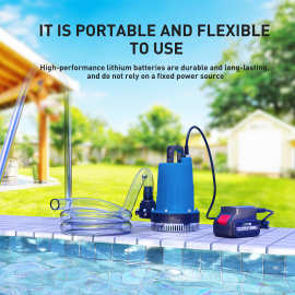 抽水泵21V锂电潜水泵户外无线便携式多功能抽水鱼池换水灌地浇花
