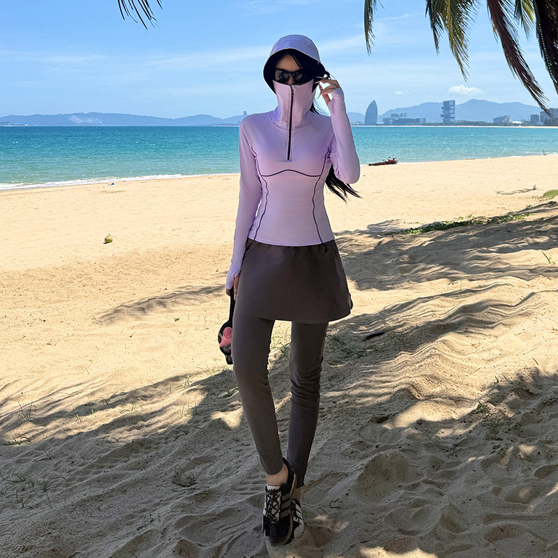 High-End New Style Surfing and Diving Series Two-Piece Swimsuit for Women, Conservative Sun-Protective Long-Sleeve and Long-Pants Set, Vacation Swimwear High-End New Style Surfing and Diving Series Two-Piece Swimsuit for Women, Conservative Sun-Protective Long-Sleeve and Long-Pants Set, Vacation Swimwear